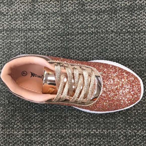 1 left! Rose Gold Glitter Fashion Sneakers Sz 6 - Picture 3 of 3